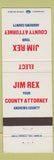 Matchbook Cover - Jim Rex County Attorney Andrews County