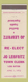 Matchbook Cover - Jo Leibfritz Town Clerk Los Gatos CA