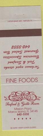 Matchbook Cover - Konrad's Seafood Grille Room Marco Island FL