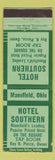Matchbook Cover - Hotel Southern Mansfield OH