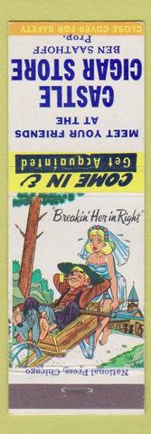 Matchbook Cover - Castle Cigar Store New Castle IN hillbilly Breakin Her In