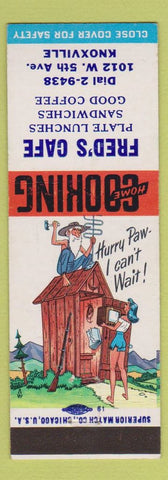 Matchbook Cover - Fred's Cafe Knoxville TN hillbilly outhouse TV