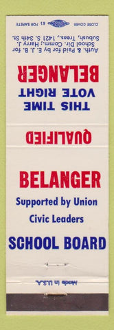 Matchbook Cover - Belanger School Board Election