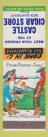 Matchbook Cover - Castle Cigar Store New Castle IN hillbilly Private Property