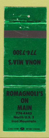 Matchbook Cover - Romagnoli's on Main Iron Mountain MI WEAR
