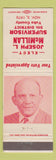 Matchbook Cover - Joseph L Smith Supervisor Yuba County 1970 CA