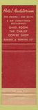 Matchbook Cover - Hotel Auditorium Cleveland OH The Chalet