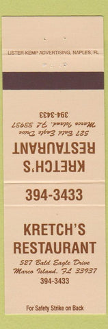Matchbook Cover - Kretch's Restaurant Marco Island FL