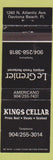 Matchbook Cover - Kings Cellar Daytona Beach FL WEAR