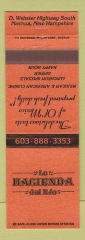 Matchbook Cover - LA Hacienda Del Rio Nashua NH Mexican food