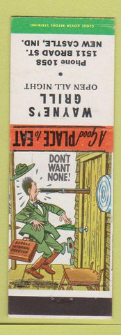 Matchbook Cover - Wayne's Grill New Castle IN hillbilly salesman