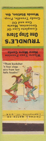 Matchbook Cover - Trundle's One Stop Store Woods Station GA hillbilly oil gas