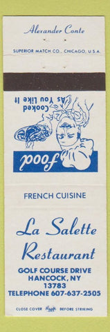 Matchbook Cover - La Salette Restaurant Hancock NY