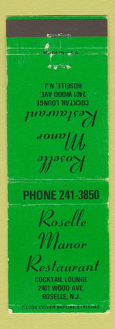 Matchbook Cover - Roselle Manor Restaurant Roselle NJ green