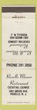 Matchbook Cover - Roselle Manor Restaurant Roselle NJ white WEAR