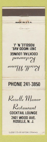 Matchbook Cover - Roselle Manor Restaurant Roselle NJ white WEAR