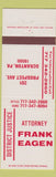 Matchbook Cover - Frank Eagen Scranton PA Attorney