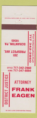 Matchbook Cover - Frank Eagen Scranton PA Attorney