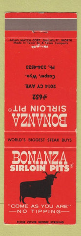 Matchbook Cover - Bonanza Sirloin Pit Casper WY WEAR