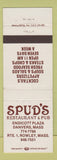 Matchbook Cover - Spud's Restaurant Pub Danvers MA Rowley