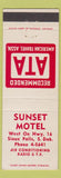 Matchbook Cover - Sunset Motel Sioux Falls SD