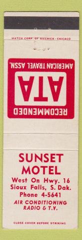 Matchbook Cover - Sunset Motel Sioux Falls SD
