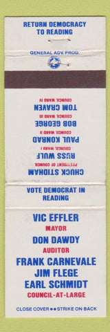 Matchbook Cover - Vic Effler Mayor Reading OH WEAR