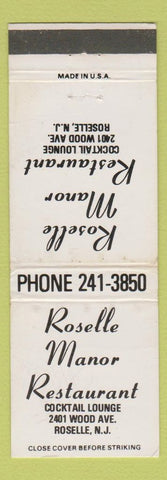 Matchbook Cover - Roselle Manor Restaurant Roselle NJ white WORN