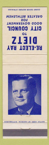 Matchbook Cover - Ray Dietz City Council Bethlehem PA