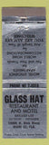 Matchbook Cover - Glass Hat Restaurant Motel Miami FL WEAR