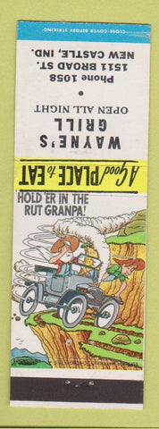Matchbook Cover - Wayne's Grill New Castle IN hillbilly Driving