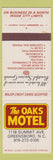 Matchbook Cover - Oaks Motel Greensboro NC WEAR