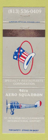 Matchbook Cover - 94th Aero Squadron St Petersburg Clearwater FL WEAR