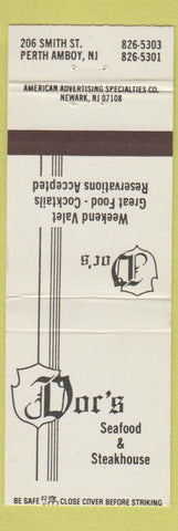 Matchbook Cover - Doc's Steak Seafood Perth Amboy NJ