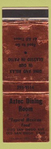 Matchbook Cover - Aztec Dining Room San Diego CA WEAR bronze