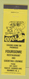 Matchbook Cover - Foursome Restaurant Rahway NJ