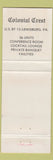 Matchbook Cover - Colonial Motel Restaurant Lewisburg PA WEAR