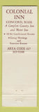 Matchbook Cover - Colonial Inn Concord MA