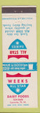 Matchbook Cover - Weeks All sTar Dairy Foods Laconia NH