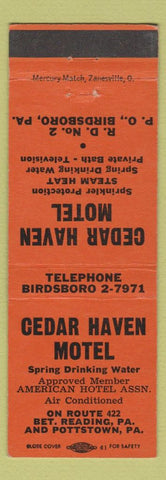 Matchbook Cover - Cedar Haven Motel Birdsboro PA