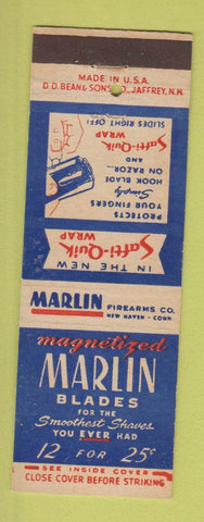 Matchbook Cover - Marlin Firearms New Haven CT Razor Blades Guns