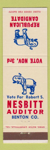 Matchbook Cover - Nesbitt Auditor Benton County Republican IL?