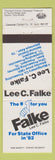 Matchbook Cover - Lee Falke Montgomery County Prosecutor Dayton OH