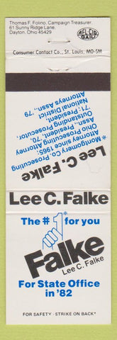 Matchbook Cover - Lee Falke Montgomery County Prosecutor Dayton OH
