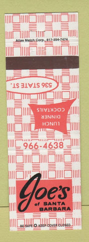 Matchbook Cover - Joe's of Santa Barbara CA Restaurant