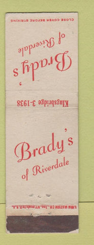 Matchbook Cover - Brady's of Riverside WEAR