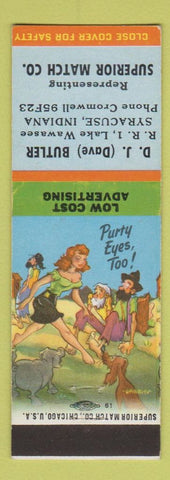Matchbook Cover - DJ Butler Superior Match Syracuse IN hillbilly Purty Eyes