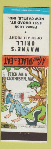 Matchbook Cover - Wayne's Grill New Castle IN hillbilly Skunk