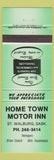 Matchbook Cover - Home Town Motor Inn St Walburg SK green