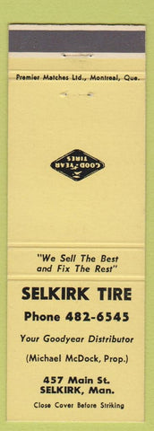 Matchbook Cover - Selkirk Tires Goodyear Selkirk MB yellow